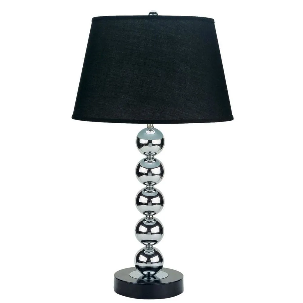 27" Drum Shade Metal Table Lamp, Set of 2, Black and Silver By Casagear Home