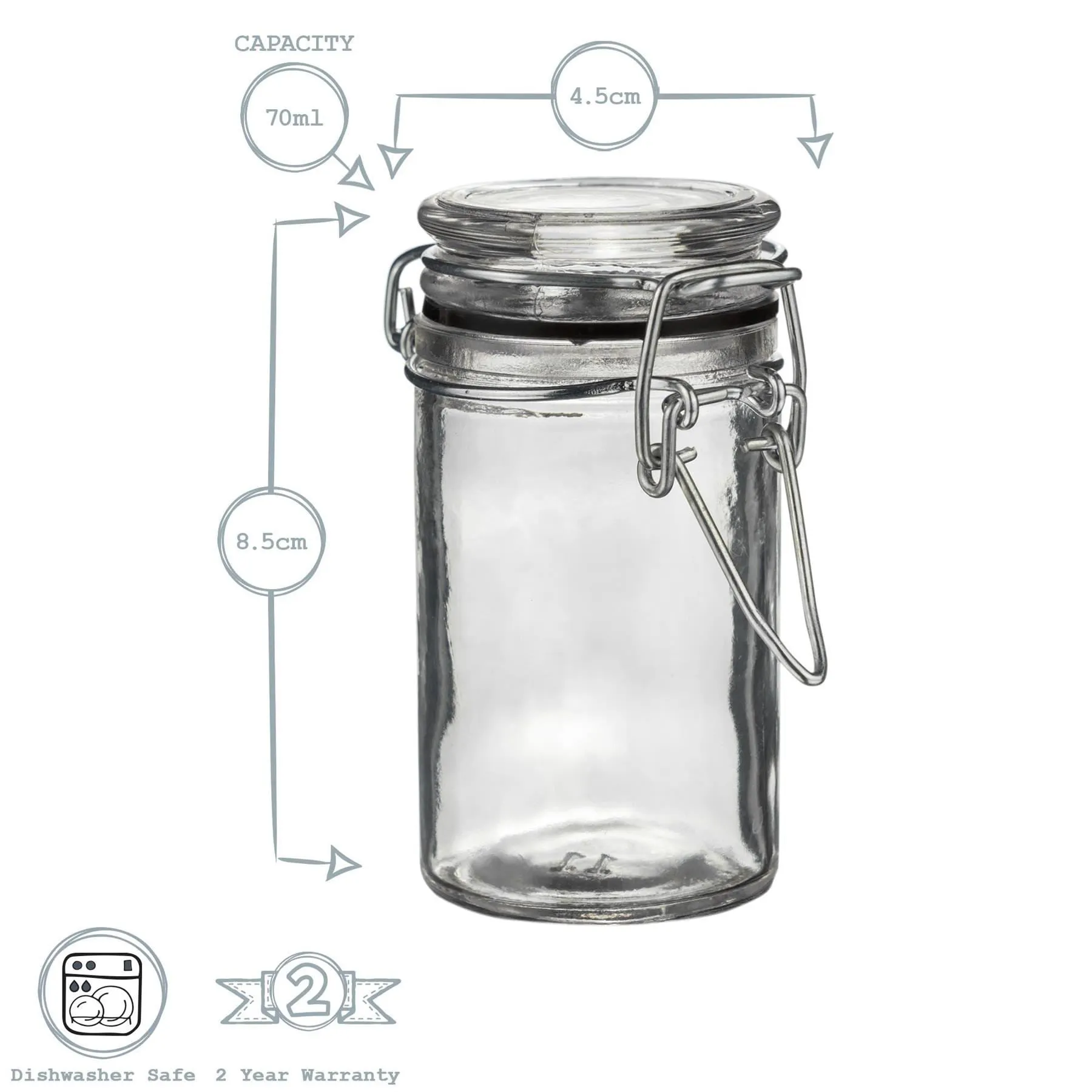 70ml Classic Glass Storage Jars - Pack of 3 - By Argon Tableware