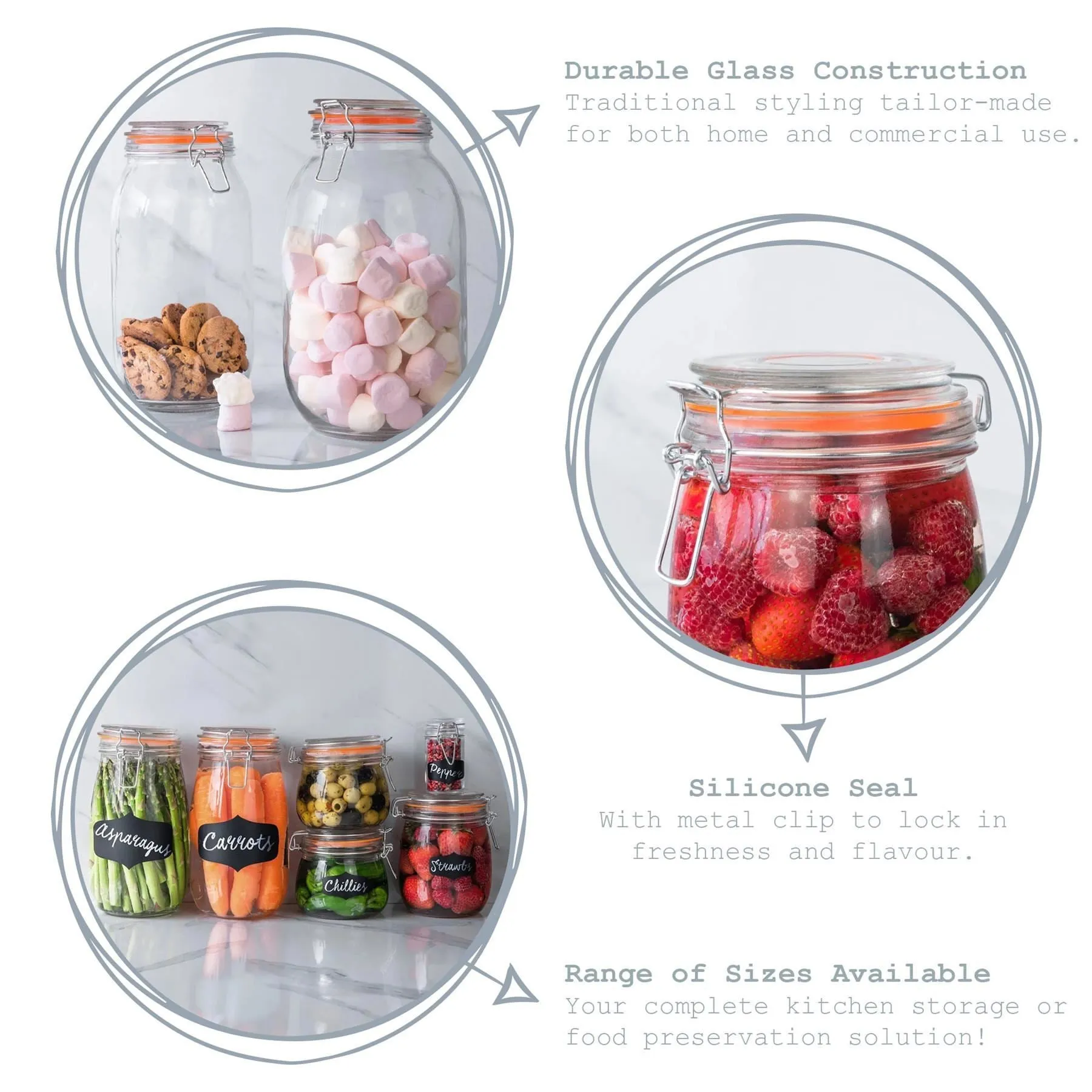 70ml Classic Glass Storage Jars - Pack of 3 - By Argon Tableware