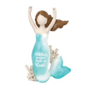 8.5 in. Polyresin Textured Mermaid Arms Up