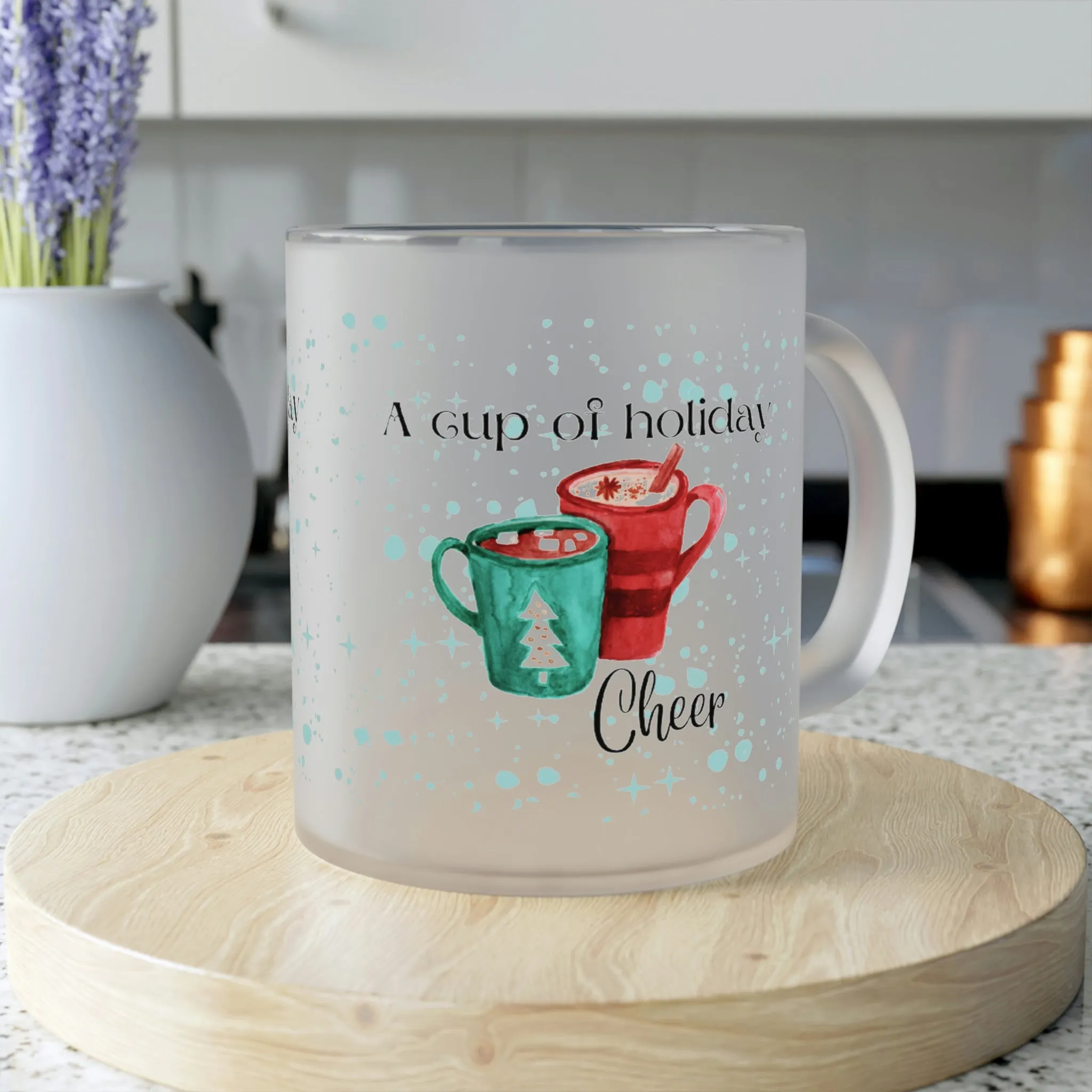 a cup of holiday cheer Frosted Glass Mug