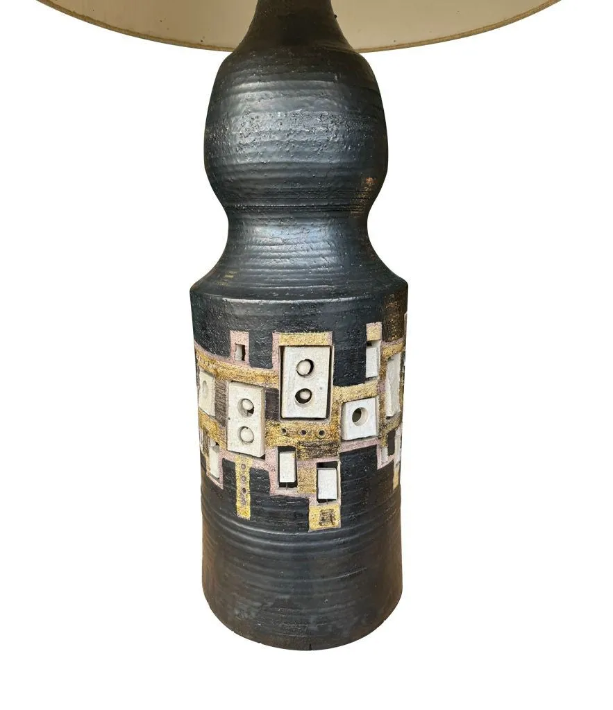 A very large and rare1960s ceramic lamp by French ceramicist Georges Pelletier for Accolay Potteries