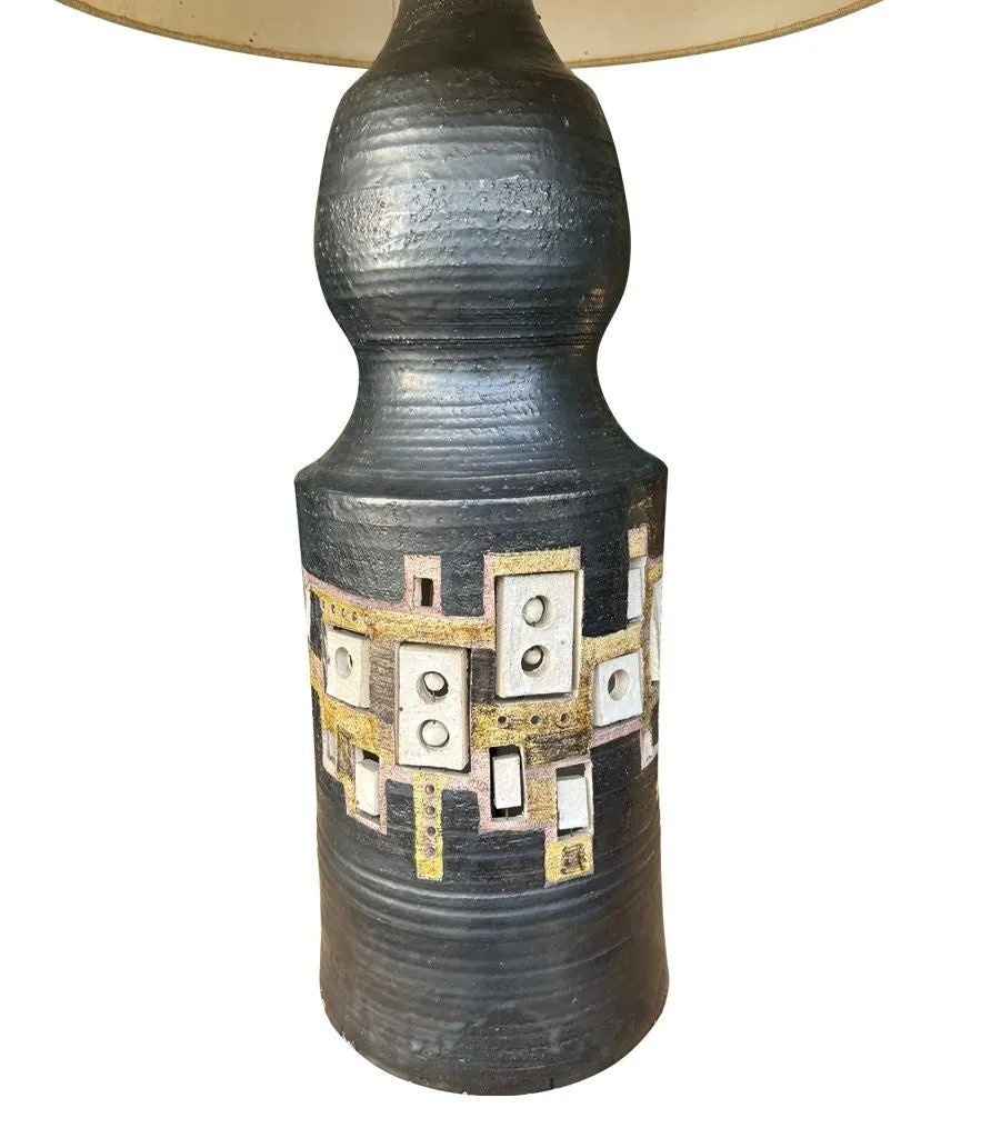 A very large and rare1960s ceramic lamp by French ceramicist Georges Pelletier for Accolay Potteries