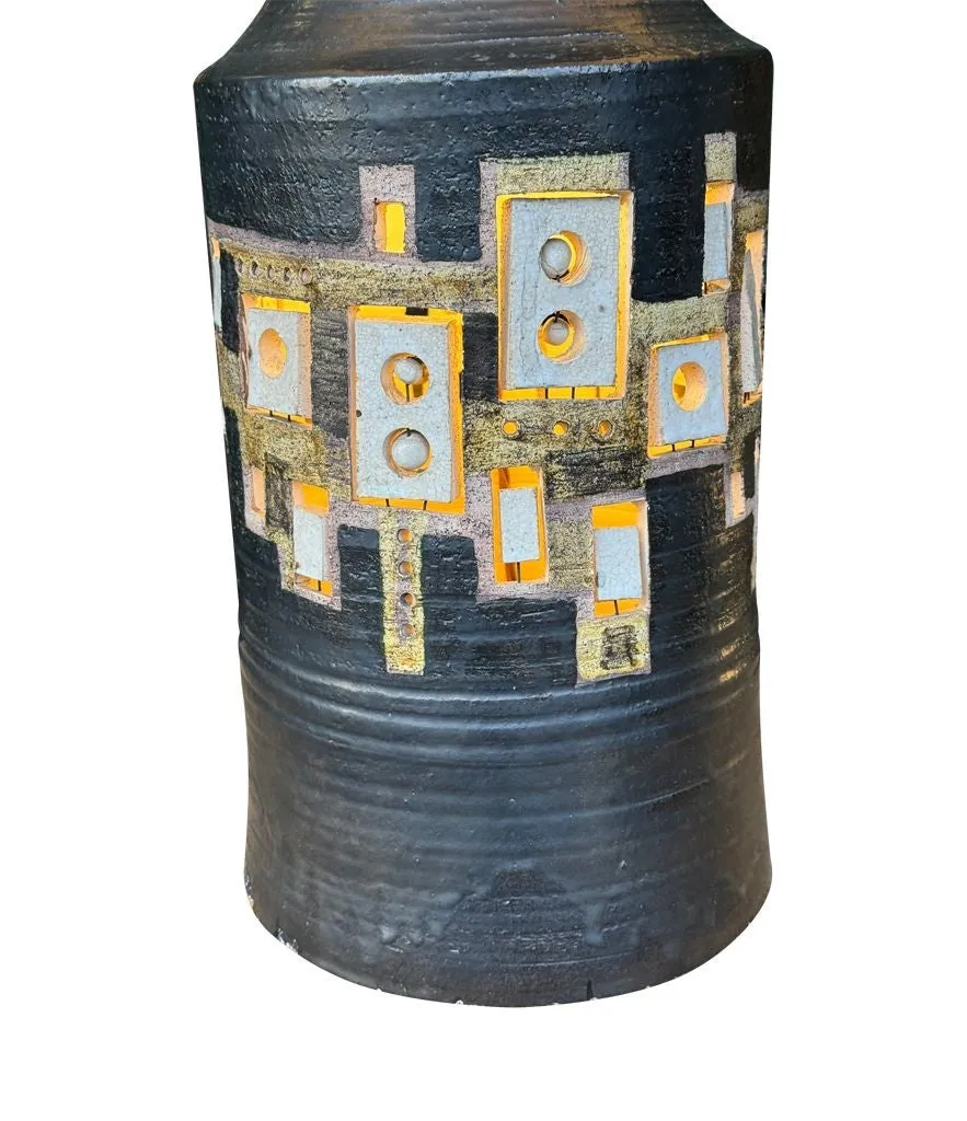 A very large and rare1960s ceramic lamp by French ceramicist Georges Pelletier for Accolay Potteries