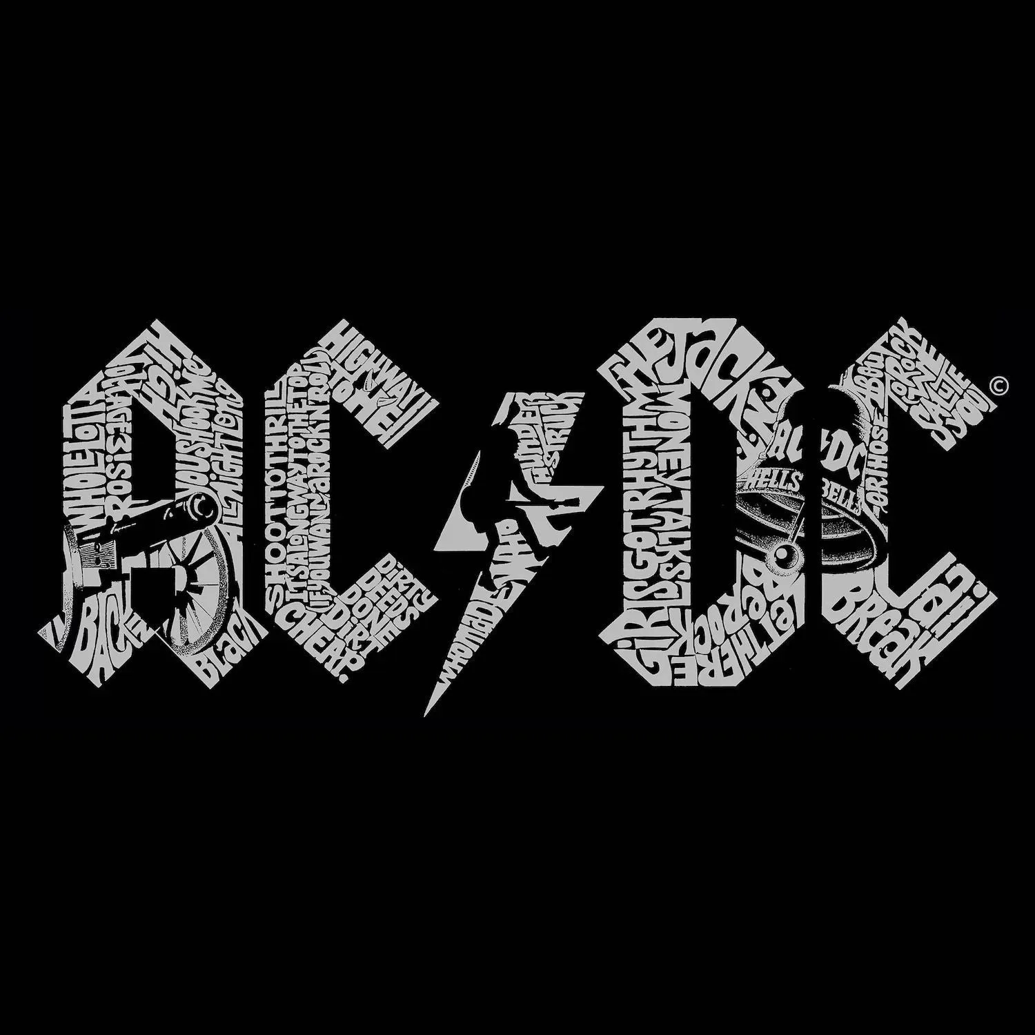 ACDC - Men's Word Art LA Pop Art T-shirt, gray