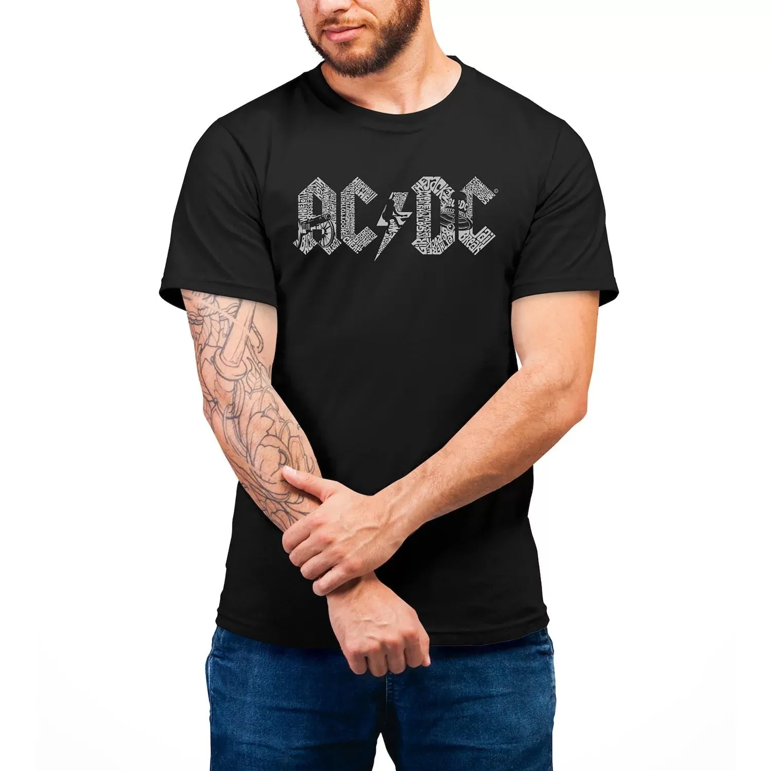 ACDC - Men's Word Art LA Pop Art T-shirt, gray