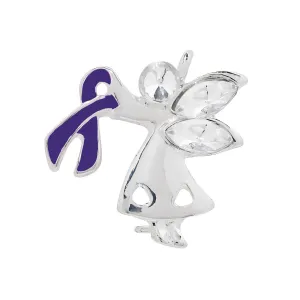 Angel By My Side Purple Ribbon Pins