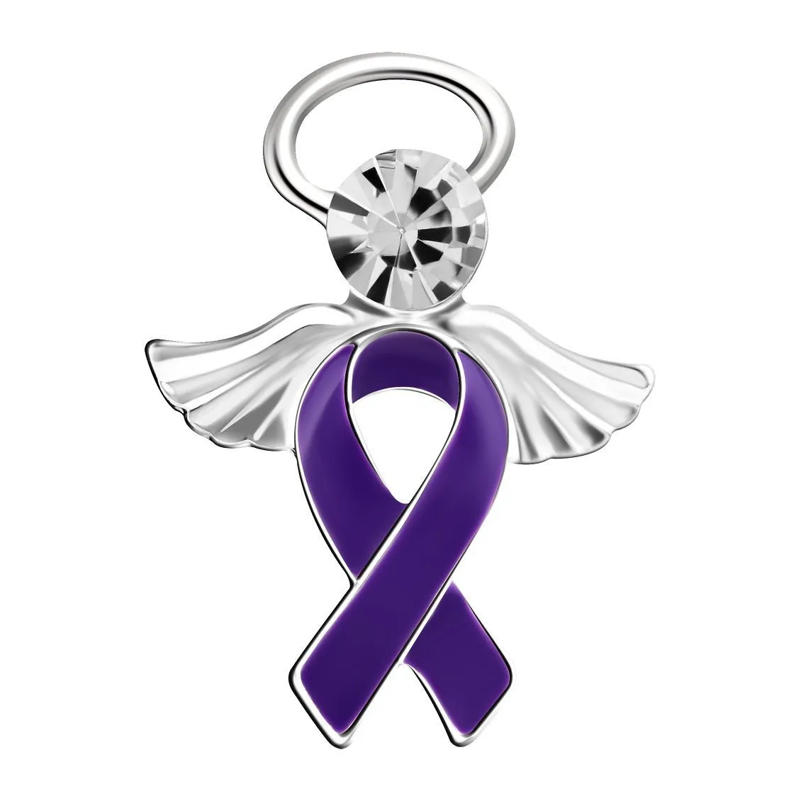 Angel Purple Ribbon Awareness Pins