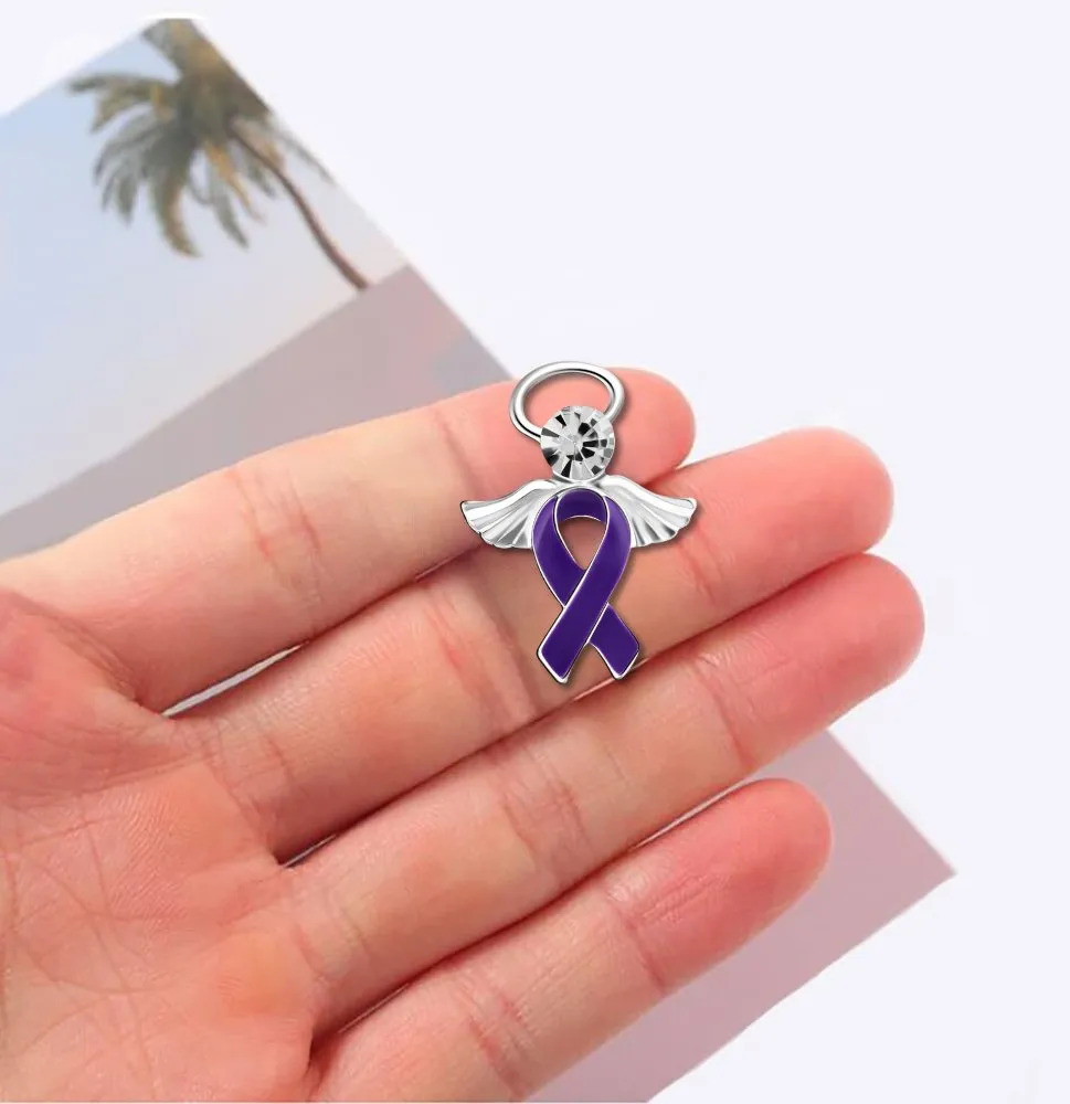 Angel Purple Ribbon Awareness Pins