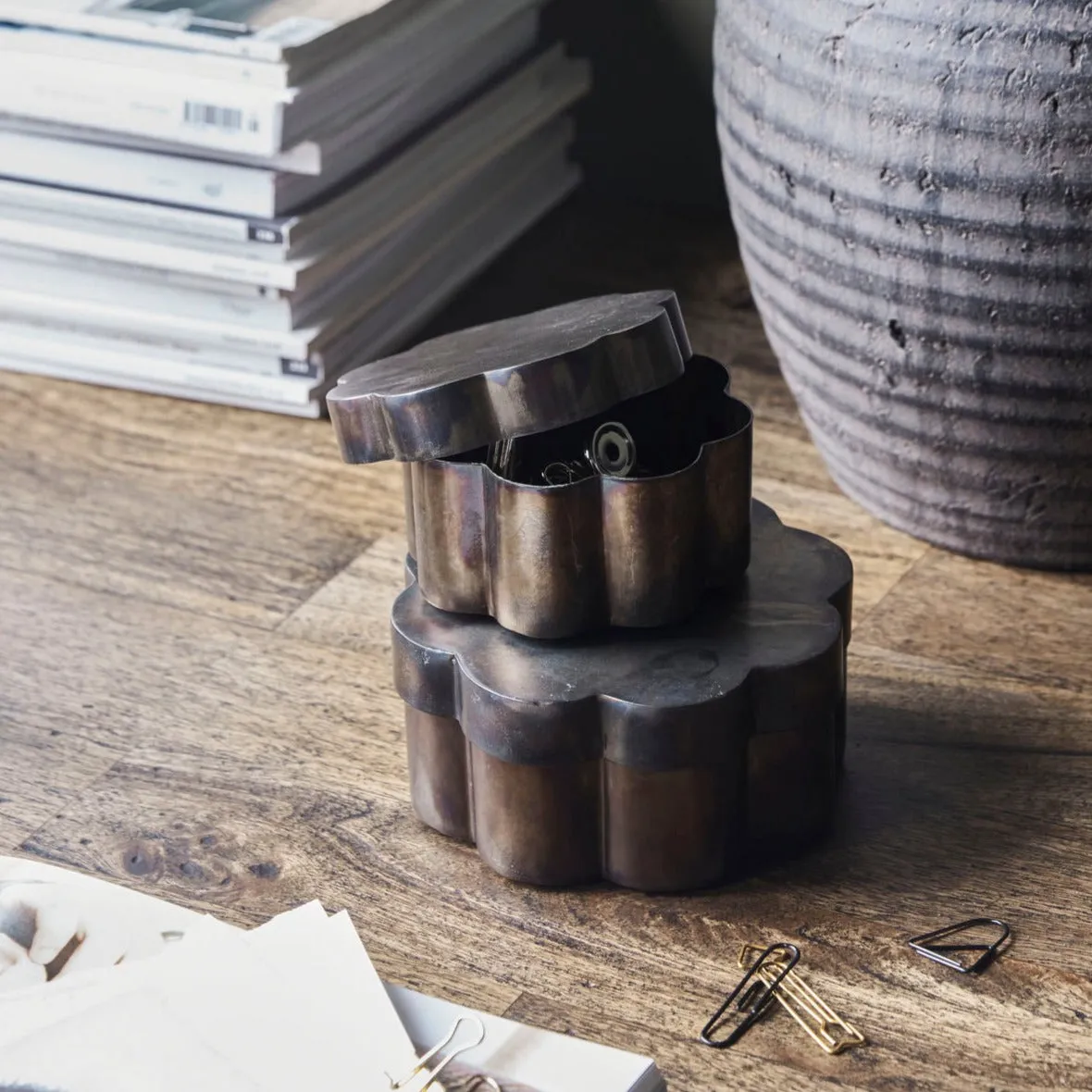 Antiqued Brown Iron Storage Jars