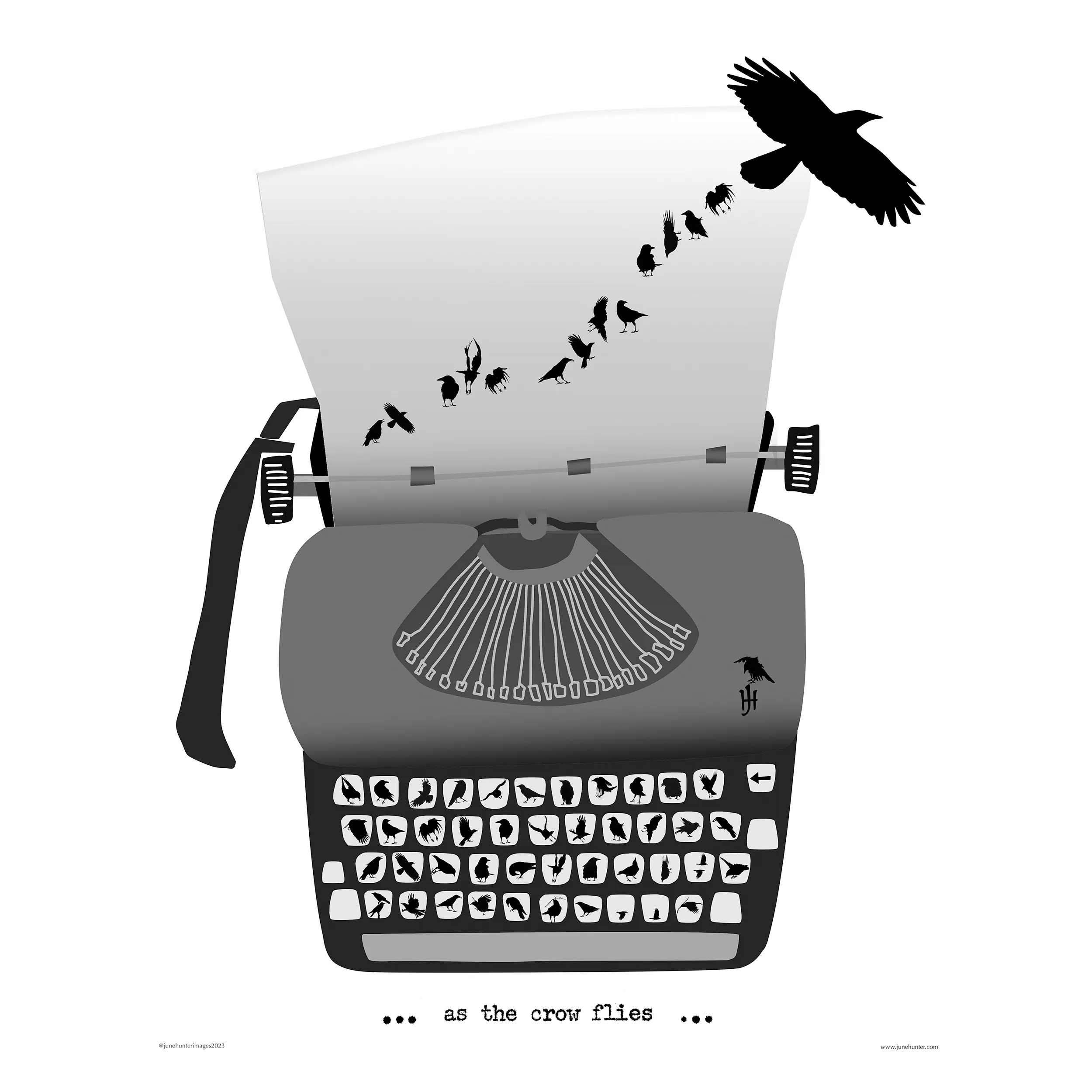 AS THE CROW FLIES — Black and White Poster - SALE