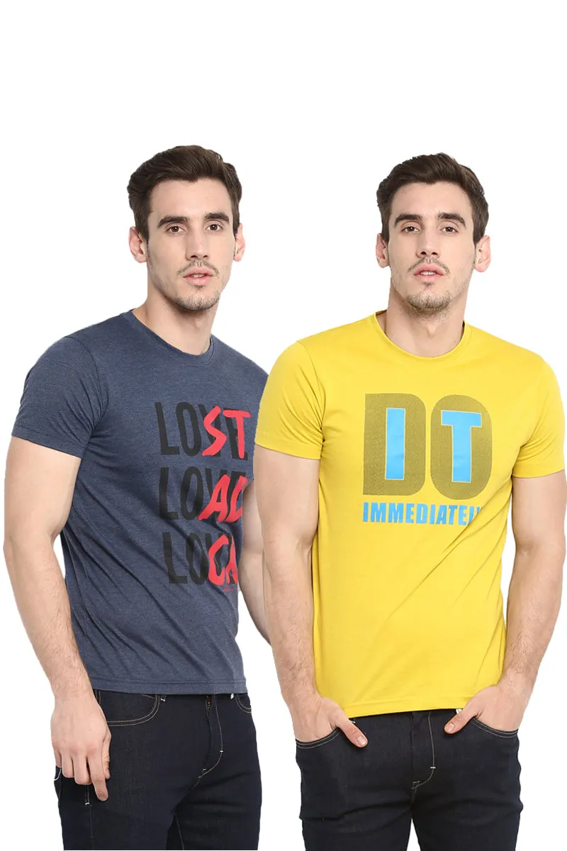 AXMANN Casual T-Shirt (Indigo Melange | Bamboo) Combo Pack