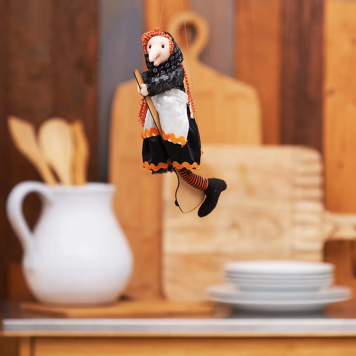 Black & Orange Kitchen Witch Figurine