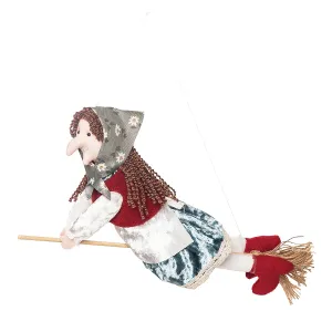 Blue & Red Kitchen Witch Figurine