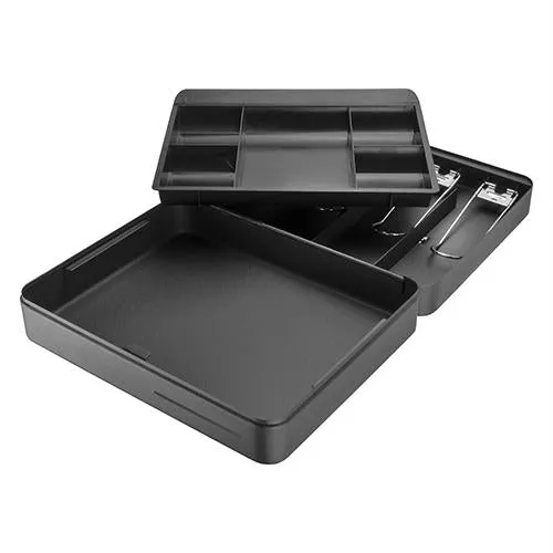 Cash Box with Key Lock - 12" Standard Fold Out, Black