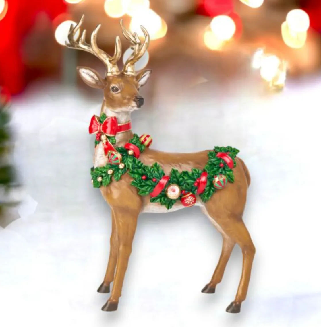 Christmas Carousel Collection 16in Deer with Bauble Garland