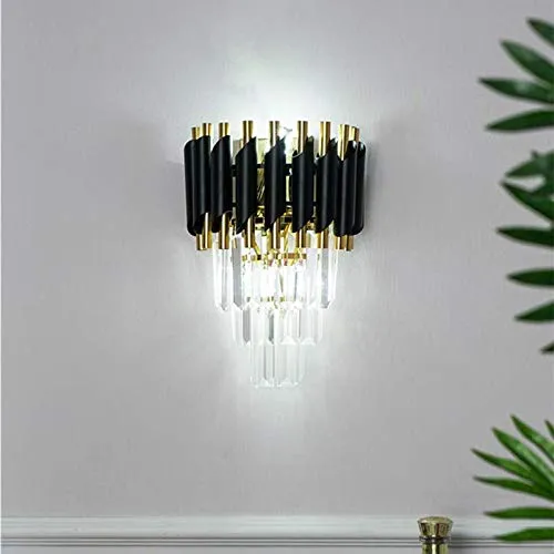 CITRA Led Crystal Modern Black Gold Metal Wall Light (M8801) - Warm White, 10 Watts, Circular Shape