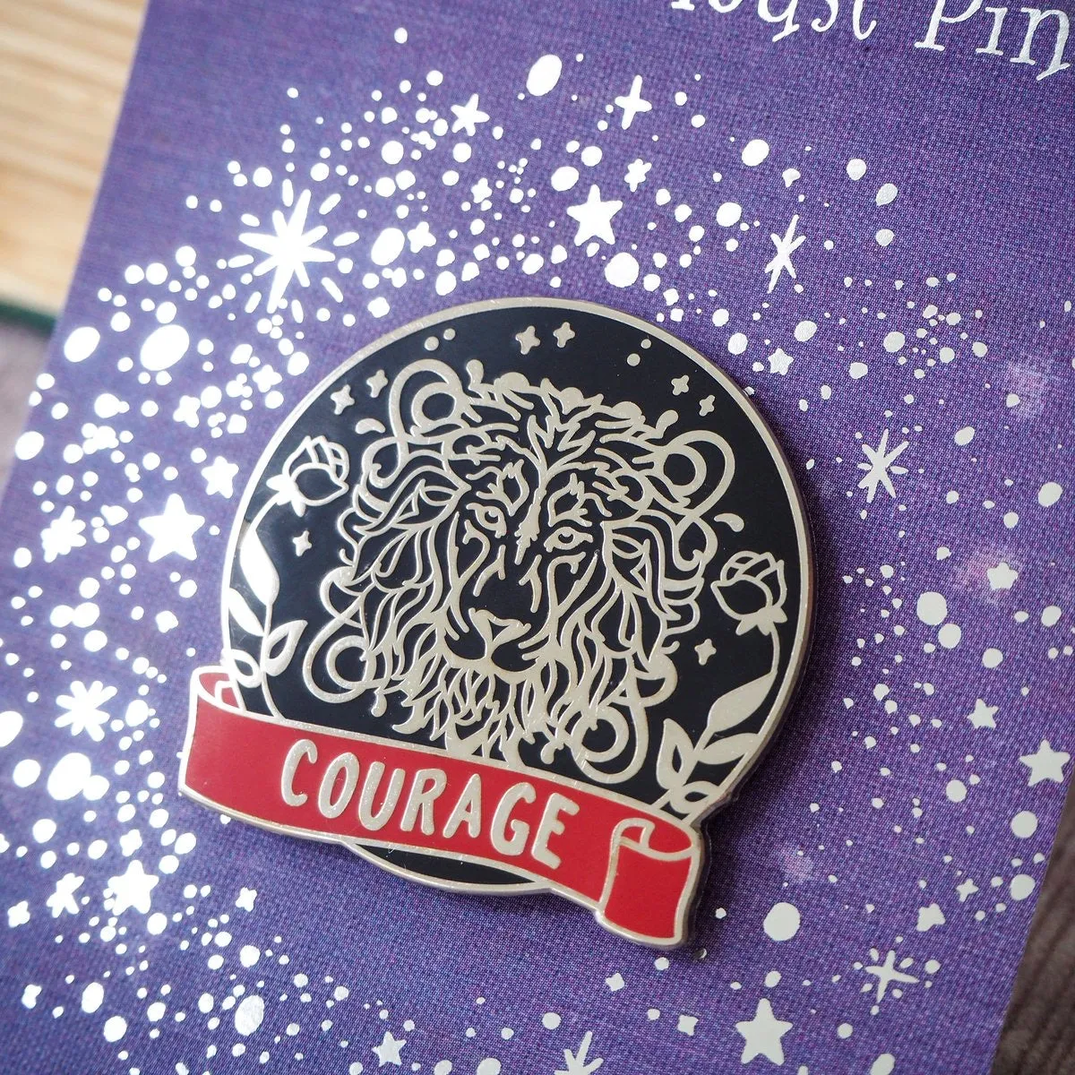 COURAGEOUS LION ENAMEL PIN