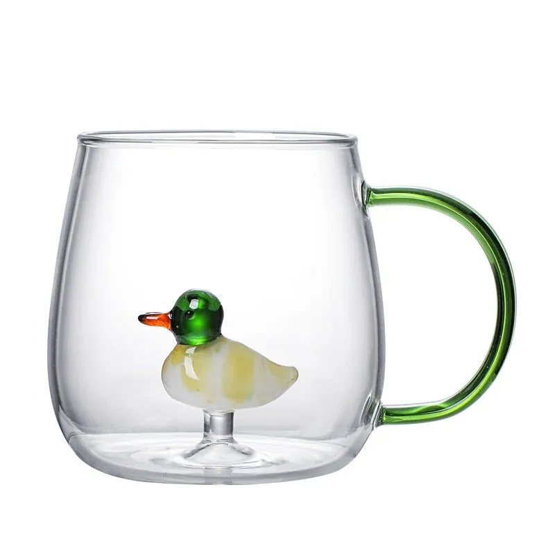 Creative 3D Glass Mug with Handle - 400 ml