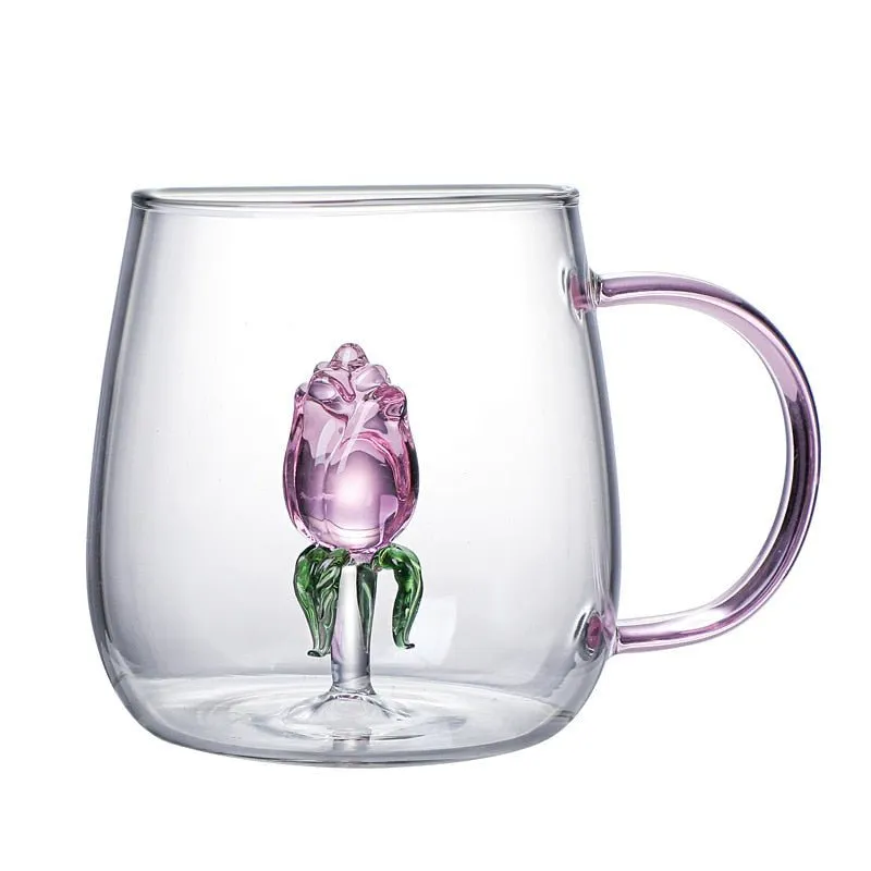 Creative 3D Glass Mug with Handle - 400 ml