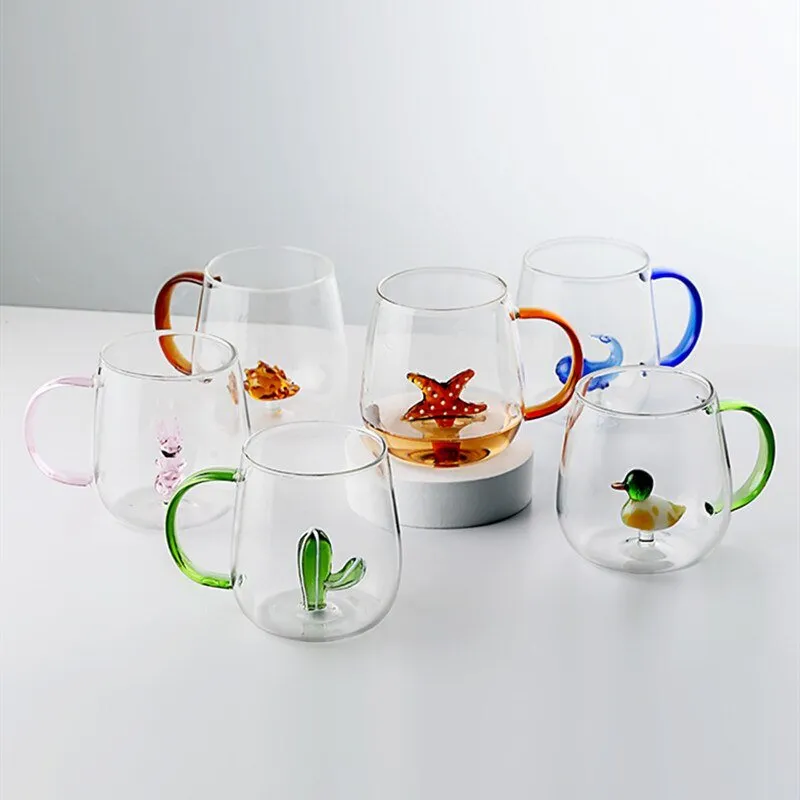 Creative 3D Glass Mug with Handle - 400 ml