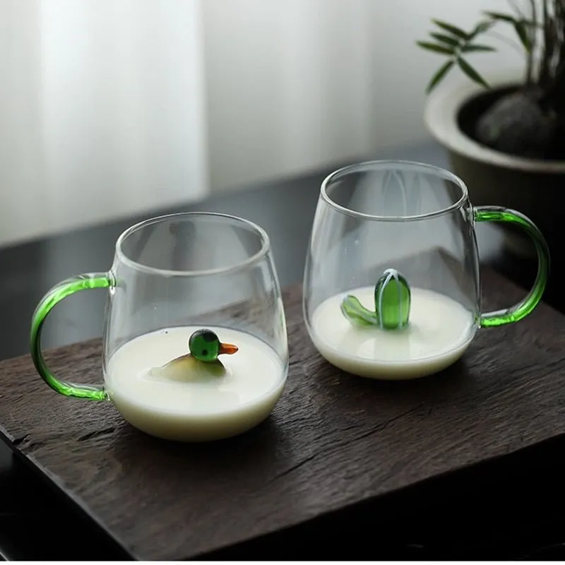 Creative 3D Glass Mug with Handle - 400 ml