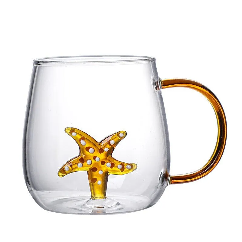 Creative 3D Glass Mug with Handle - 400 ml