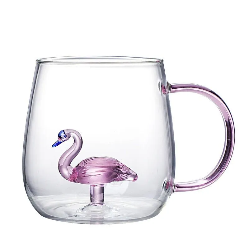 Creative 3D Glass Mug with Handle - 400 ml