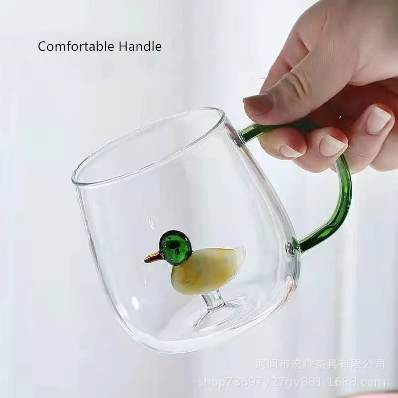 Creative 3D Glass Mug with Handle - 400 ml