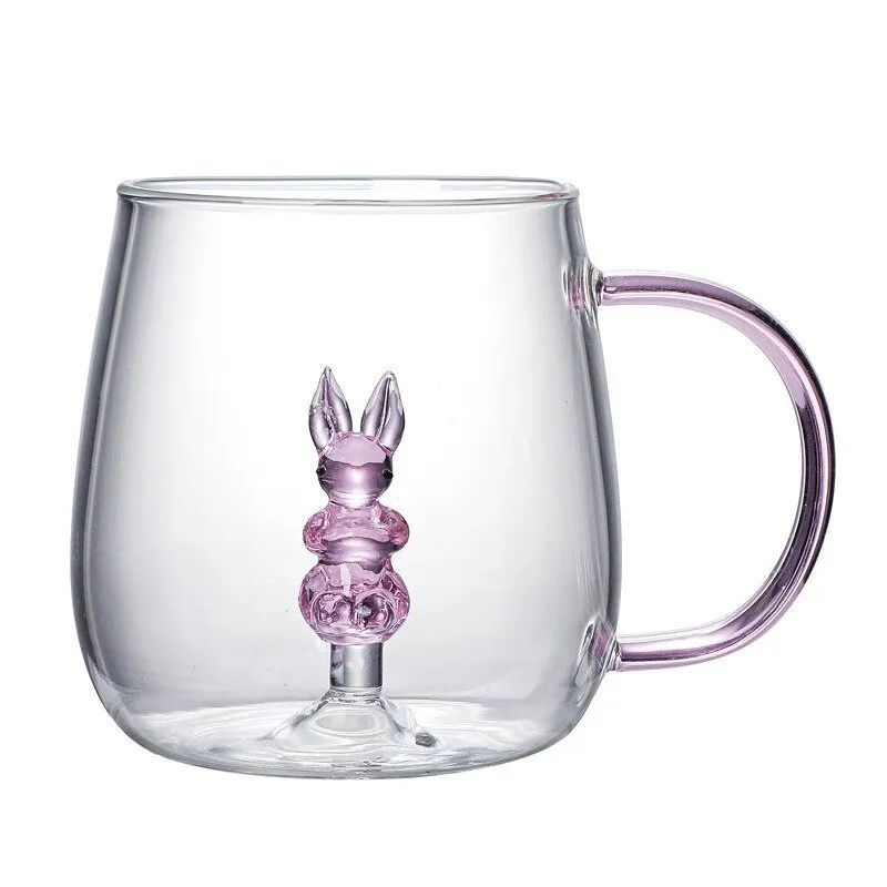 Creative 3D Glass Mug with Handle - 400 ml