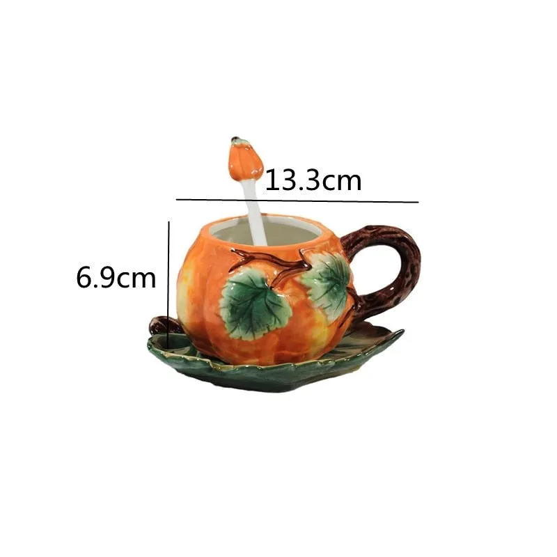 Creative Ceramic Pumpkin Mug Set