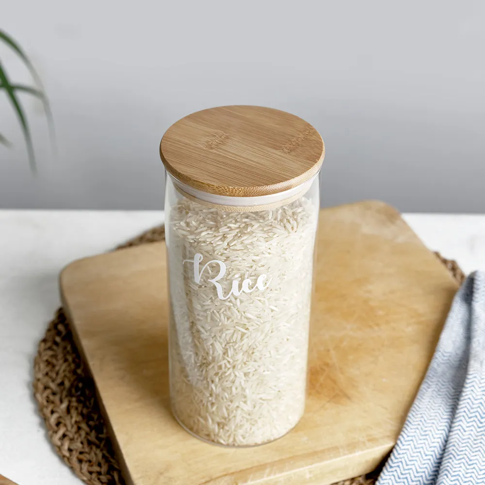 Customised Glass Food Storage Jars Bamboo Lid