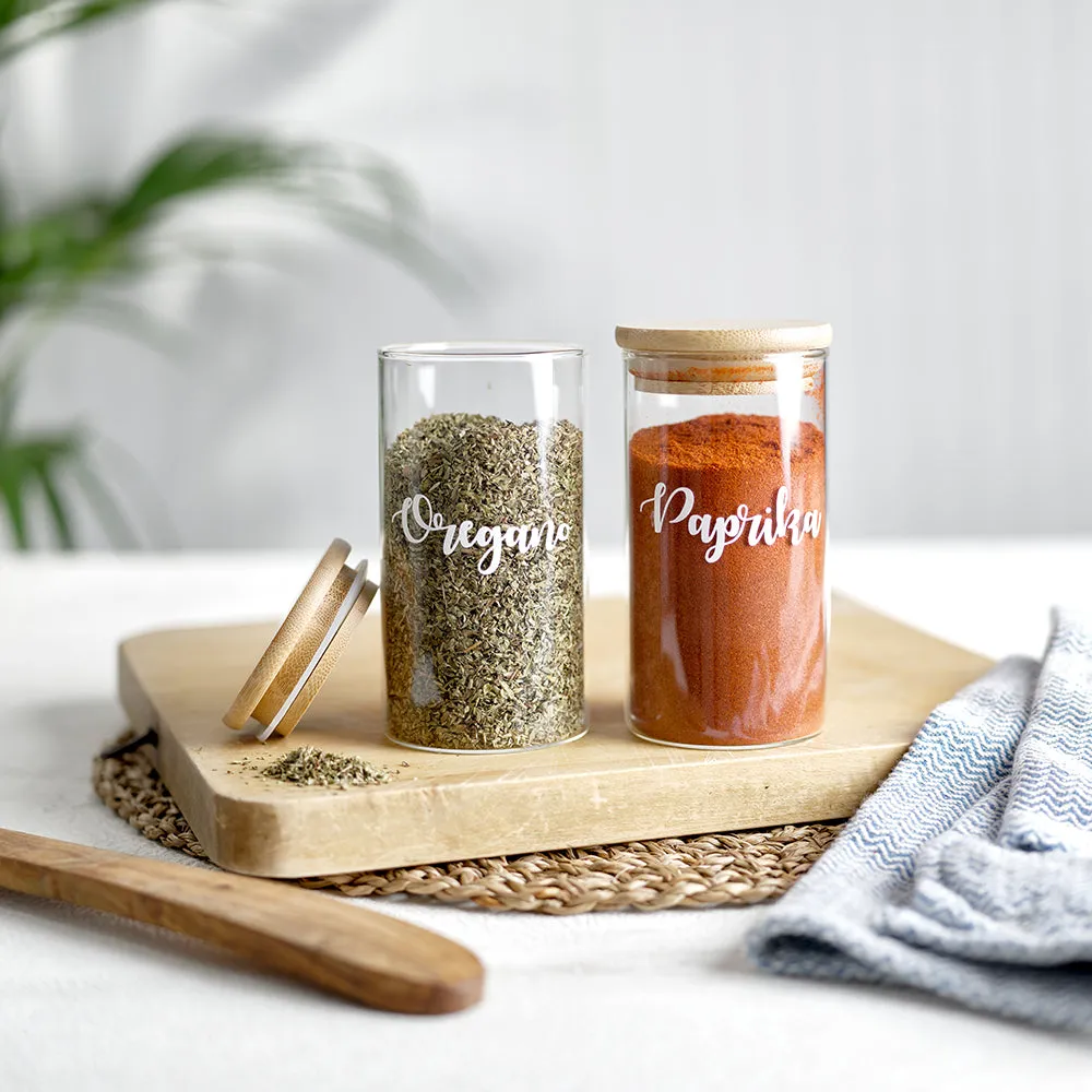 Customised Glass Food Storage Jars Bamboo Lid