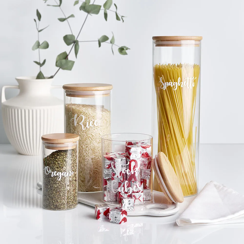 Customised Glass Food Storage Jars Bamboo Lid