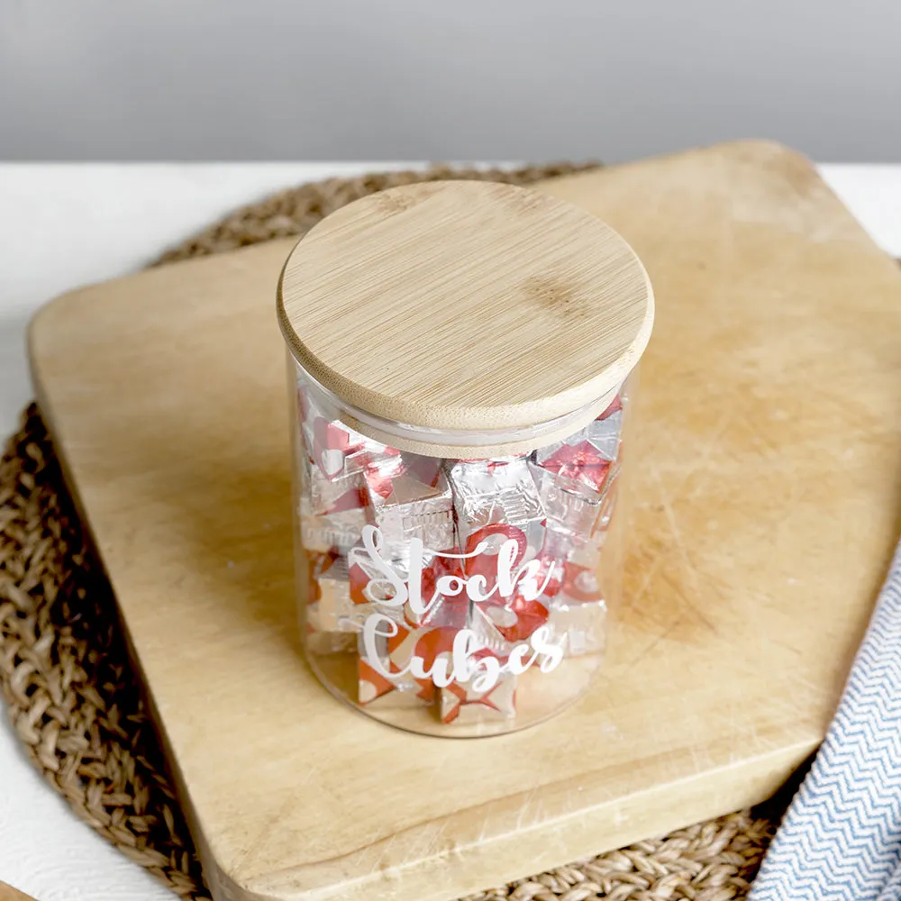 Customised Glass Food Storage Jars Bamboo Lid