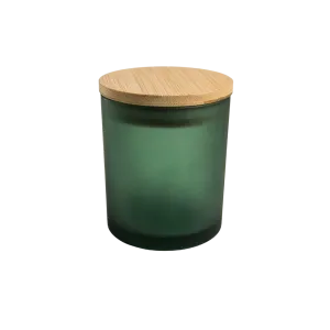 DARK GREEN JAR WITH WOODEN COVER