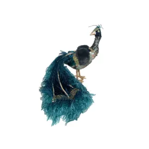 December Diamonds 23.5-inch Fancy Feather Peacock Teal Figurine