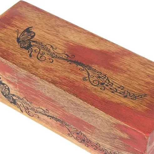 Distress red wooden box with 3 compartments