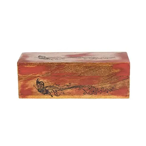 Distress red wooden box with 3 compartments