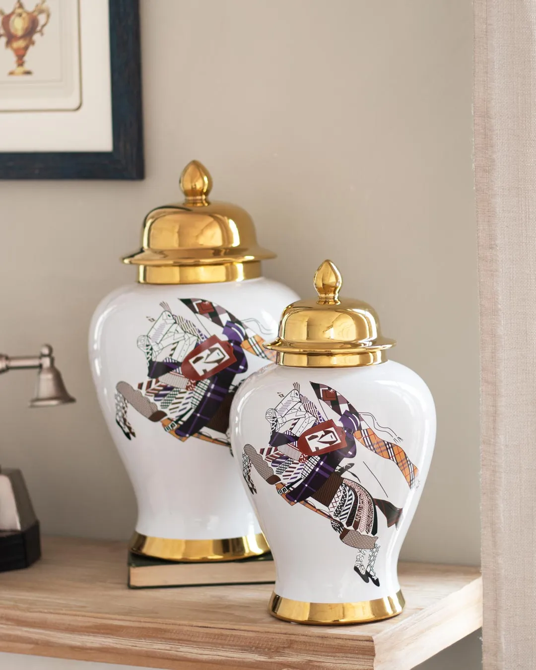 'Equestrian' Decorative Temple Jar - Large