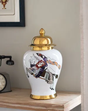 'Equestrian' Decorative Temple Jar - Large