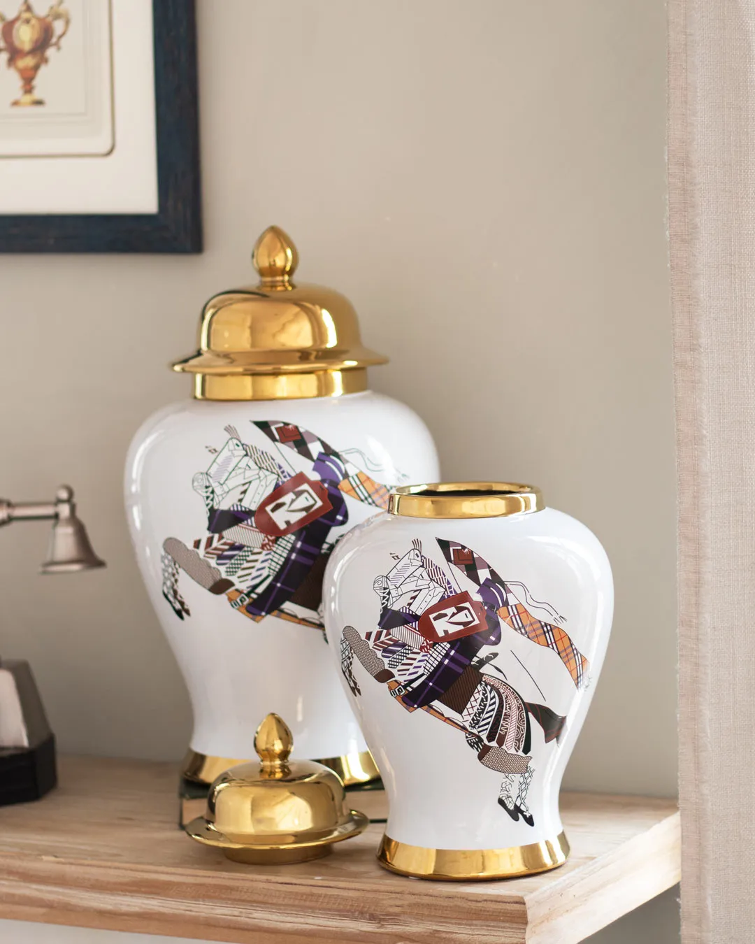 'Equestrian' Decorative Temple Jar - Large