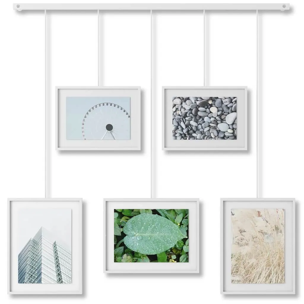 Exhibit Wall Picture Frames Set of 5 White