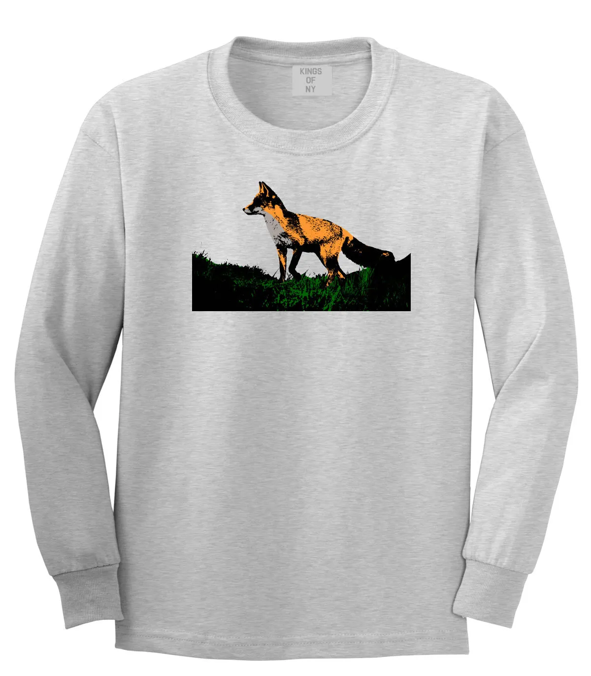 Fox In The Grass Painted Art Long Sleeve T-Shirt