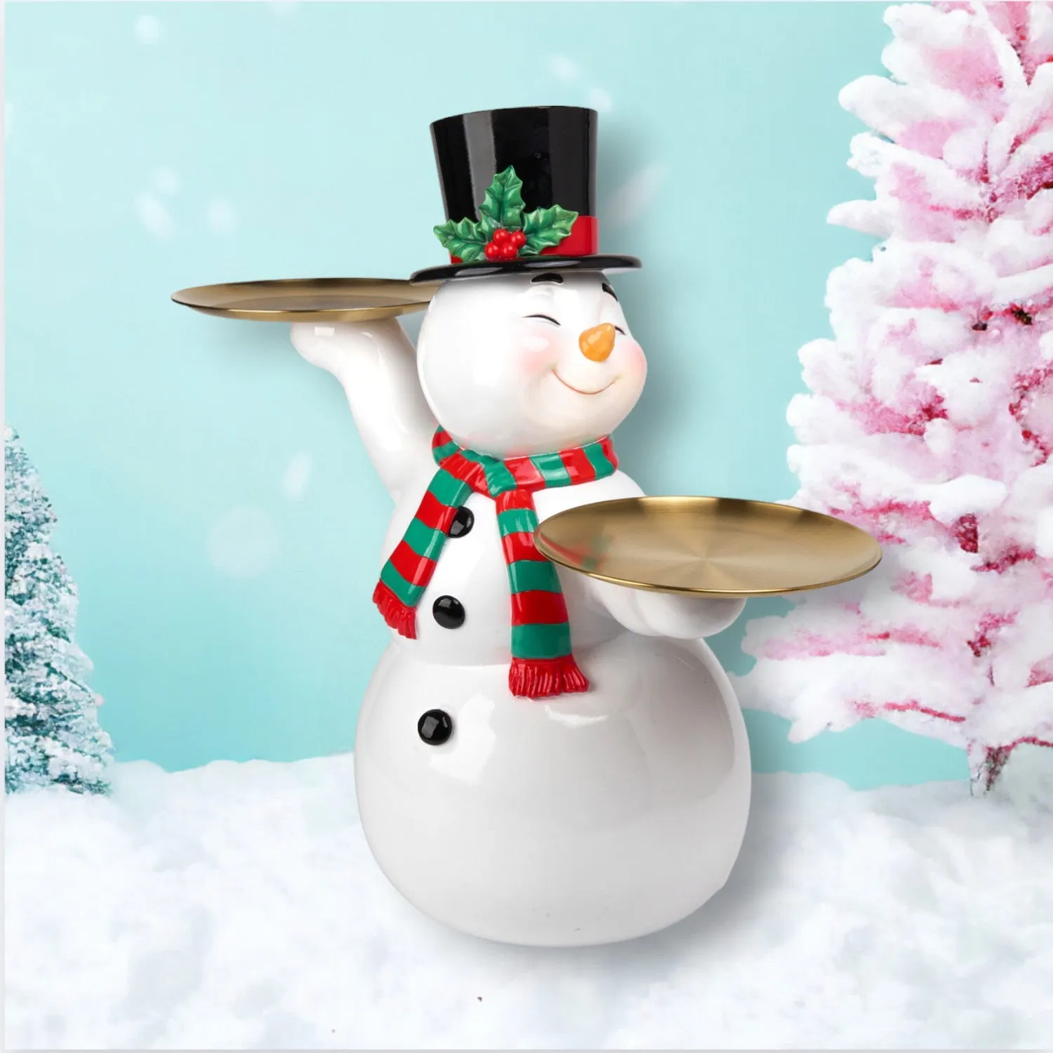 Fun At The North Pole 24-Inch Vintage Snowman With Serving Trays