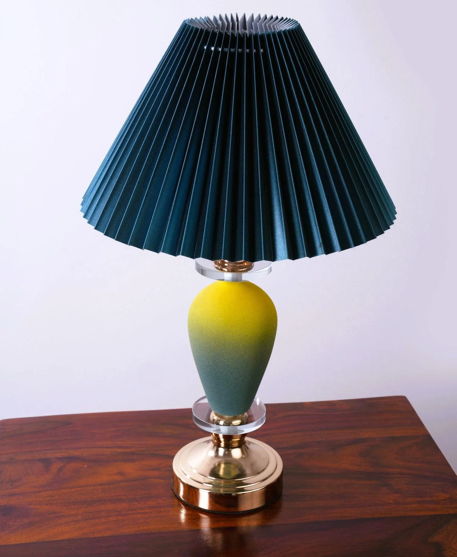 Grey Vase Shaped Glass Table Lamp - Modern Shade Lamp with Golden Base