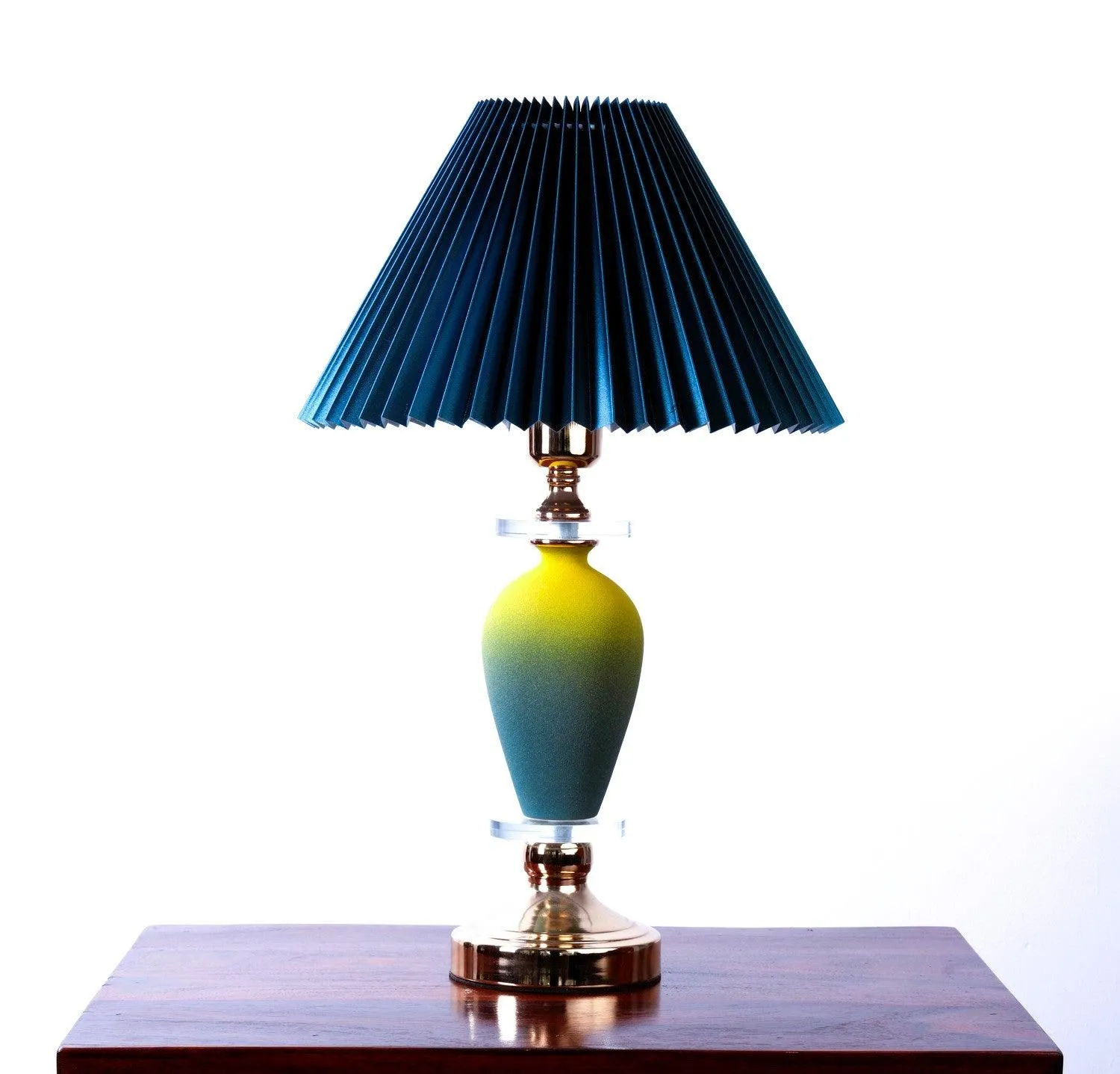 Grey Vase Shaped Glass Table Lamp - Modern Shade Lamp with Golden Base