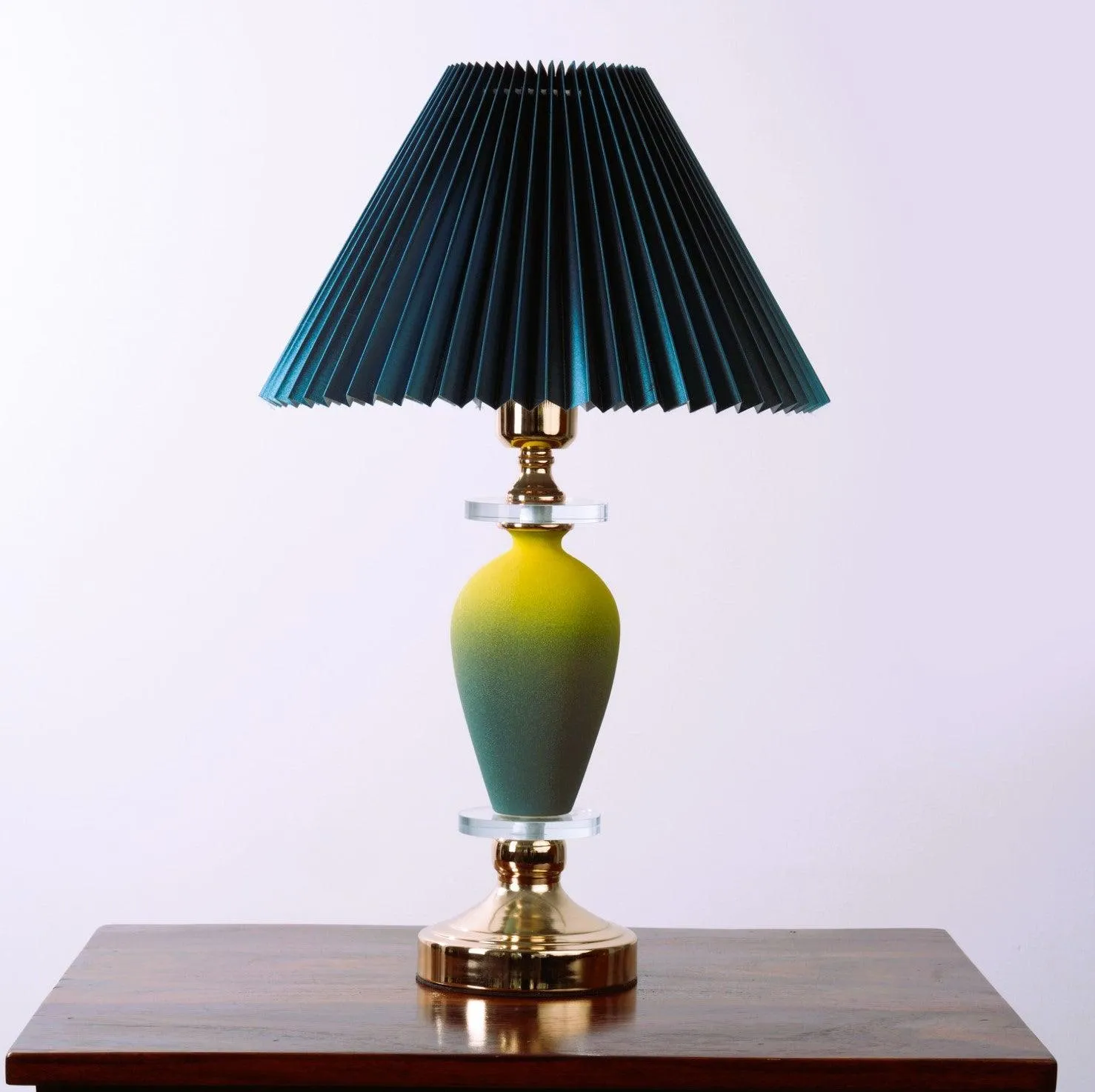 Grey Vase Shaped Glass Table Lamp - Modern Shade Lamp with Golden Base