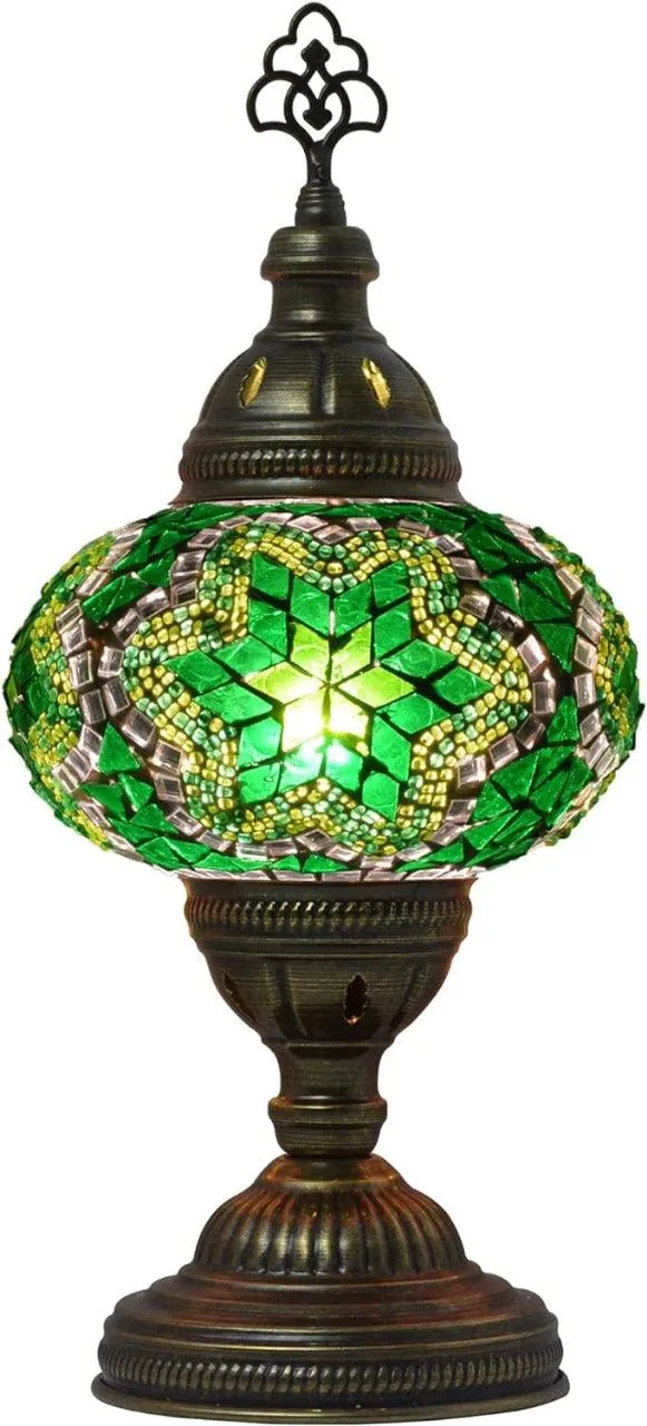 Handcrafted Turkish Mosaic Glass Table Lamp with LED Bulb - Modern Design