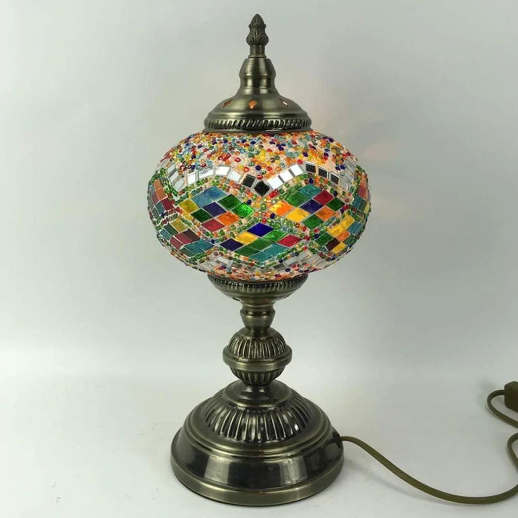 Handcrafted Turkish Mosaic Glass Table Lamp with LED Bulb - Modern Design